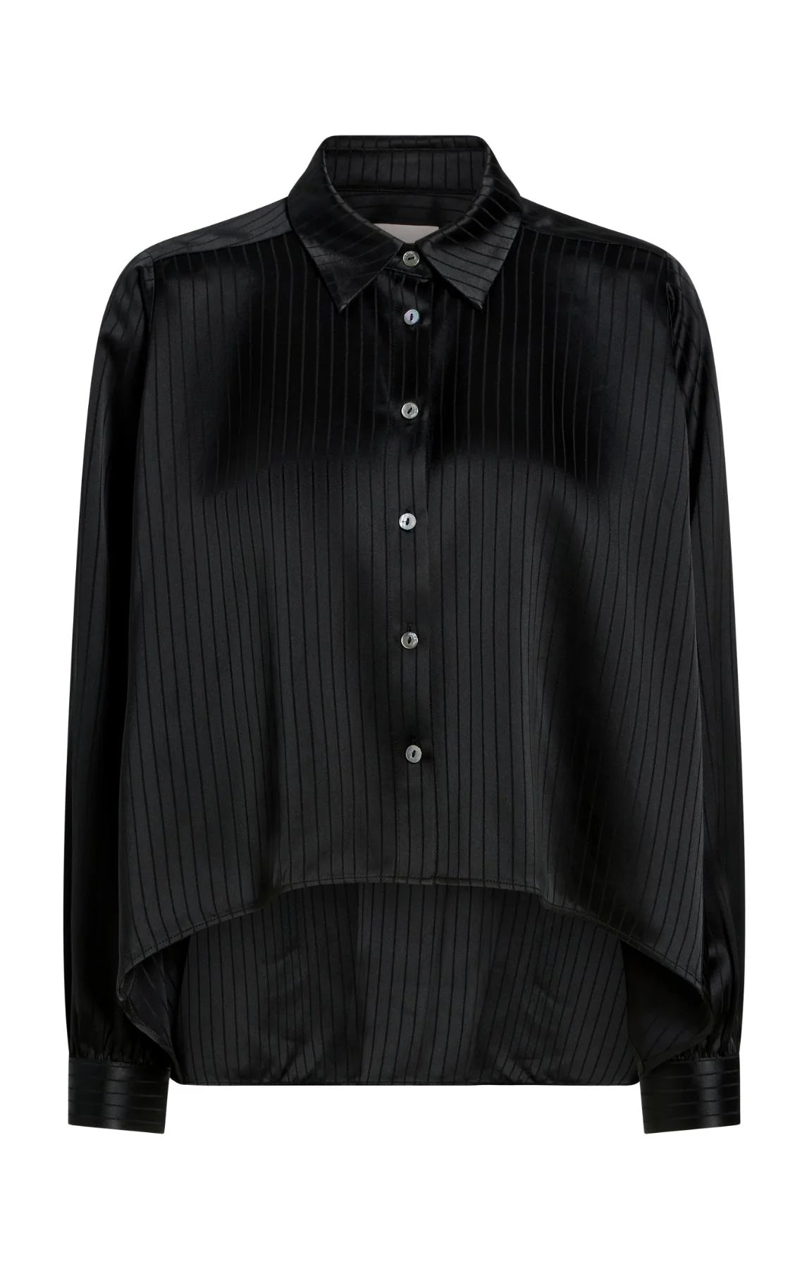 Ci10379 Black Satin Stripe Blouse