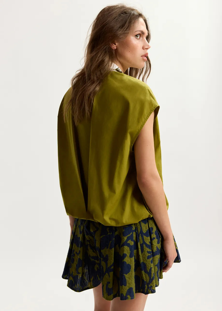 Es2818 Green Beaded Collar shirt