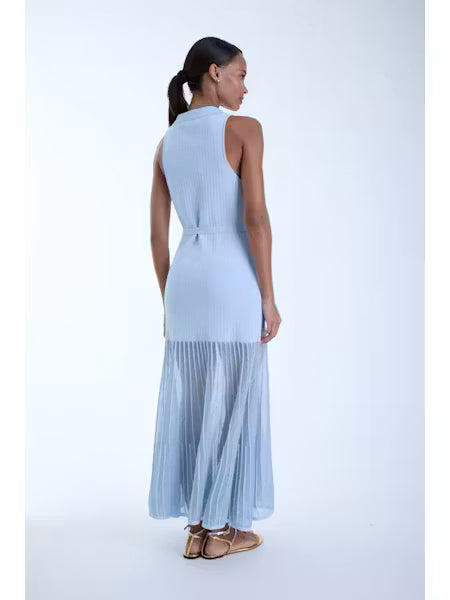 Ka51085 Sky Blue Knit Maxi Dress