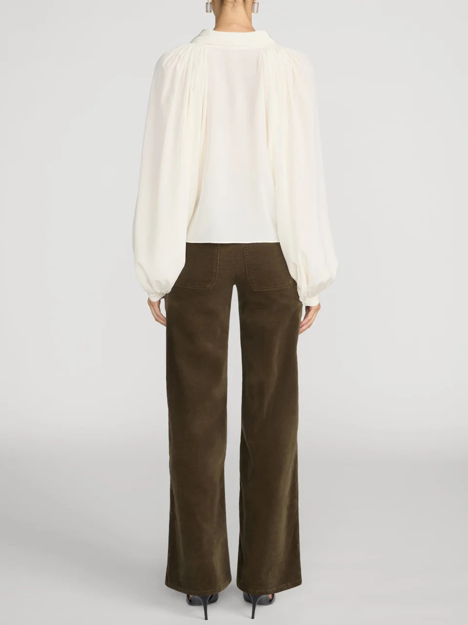 Frpip820 Slim Palazzo Corduroy - Military Green