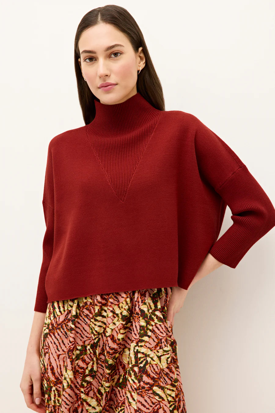 Ma549 Brick Red Boxy Top