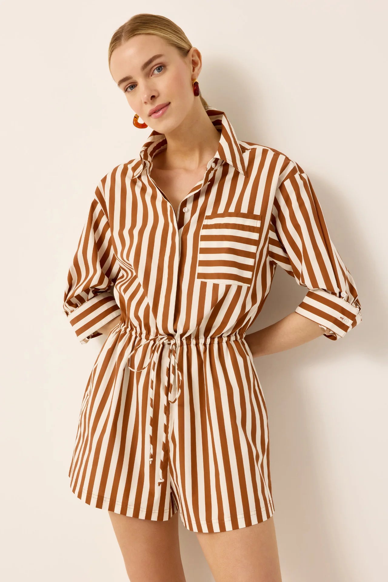 Ma2d25 Rust Striped Romper