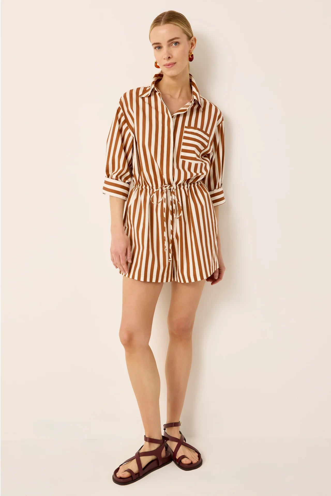 Ma2d25 Rust Striped Romper