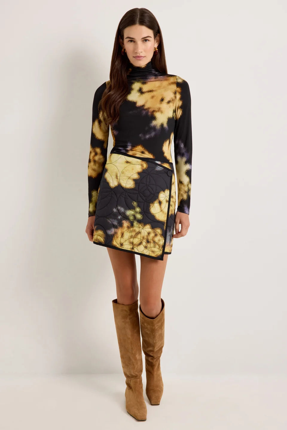 Ma1e9 Lush Printed Turtleneck Top
