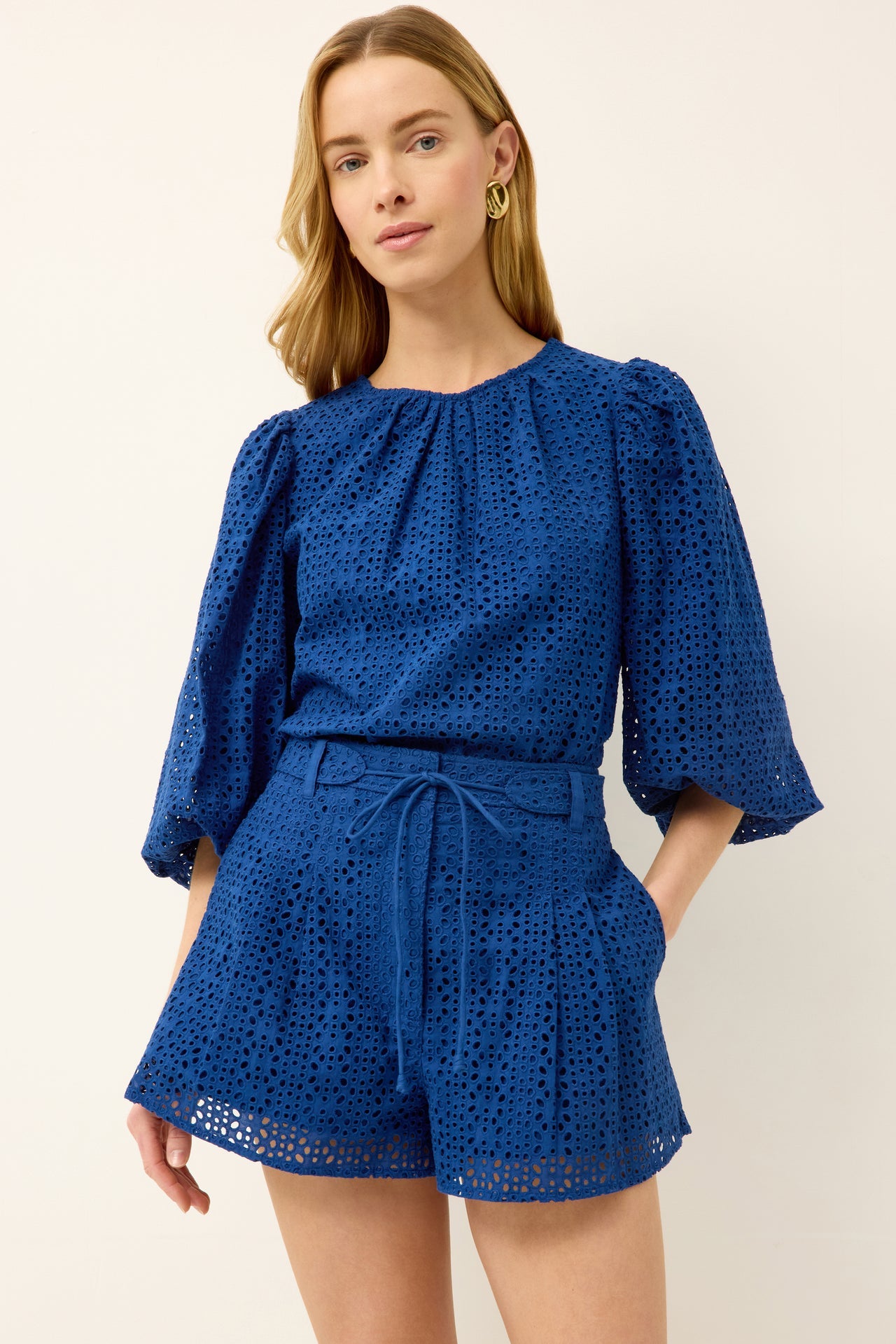 Ma627c Blue Eyelet Shorts