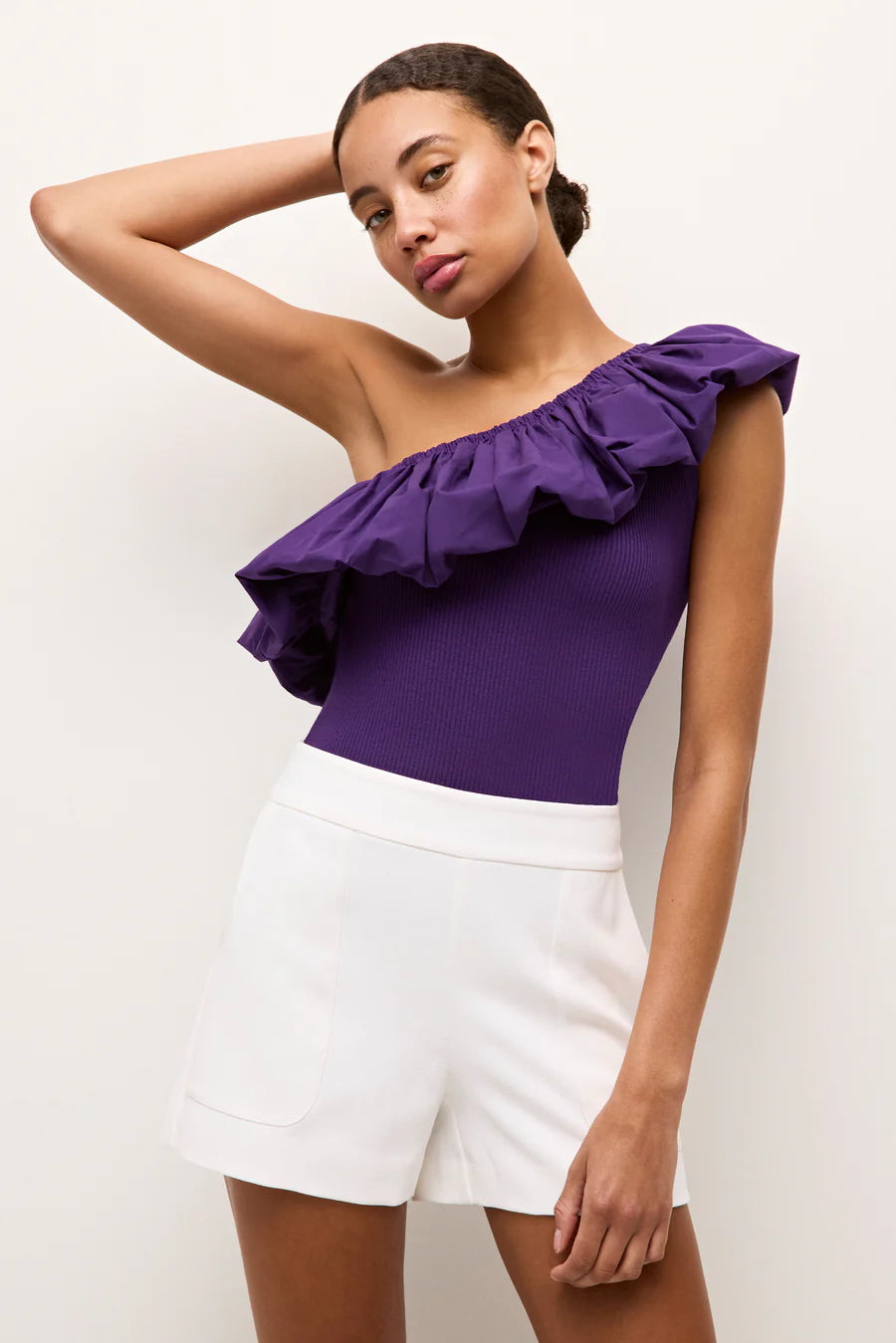 Ma196 Purple One Shoulder Top