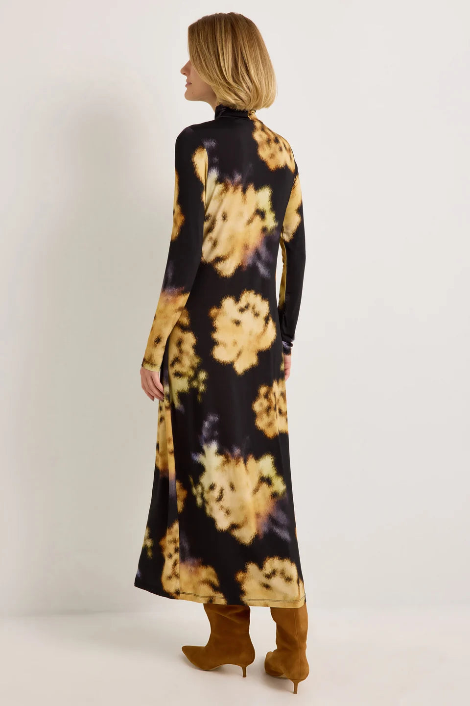 Ma2p13 Black Floral Jersey Maxi Dress