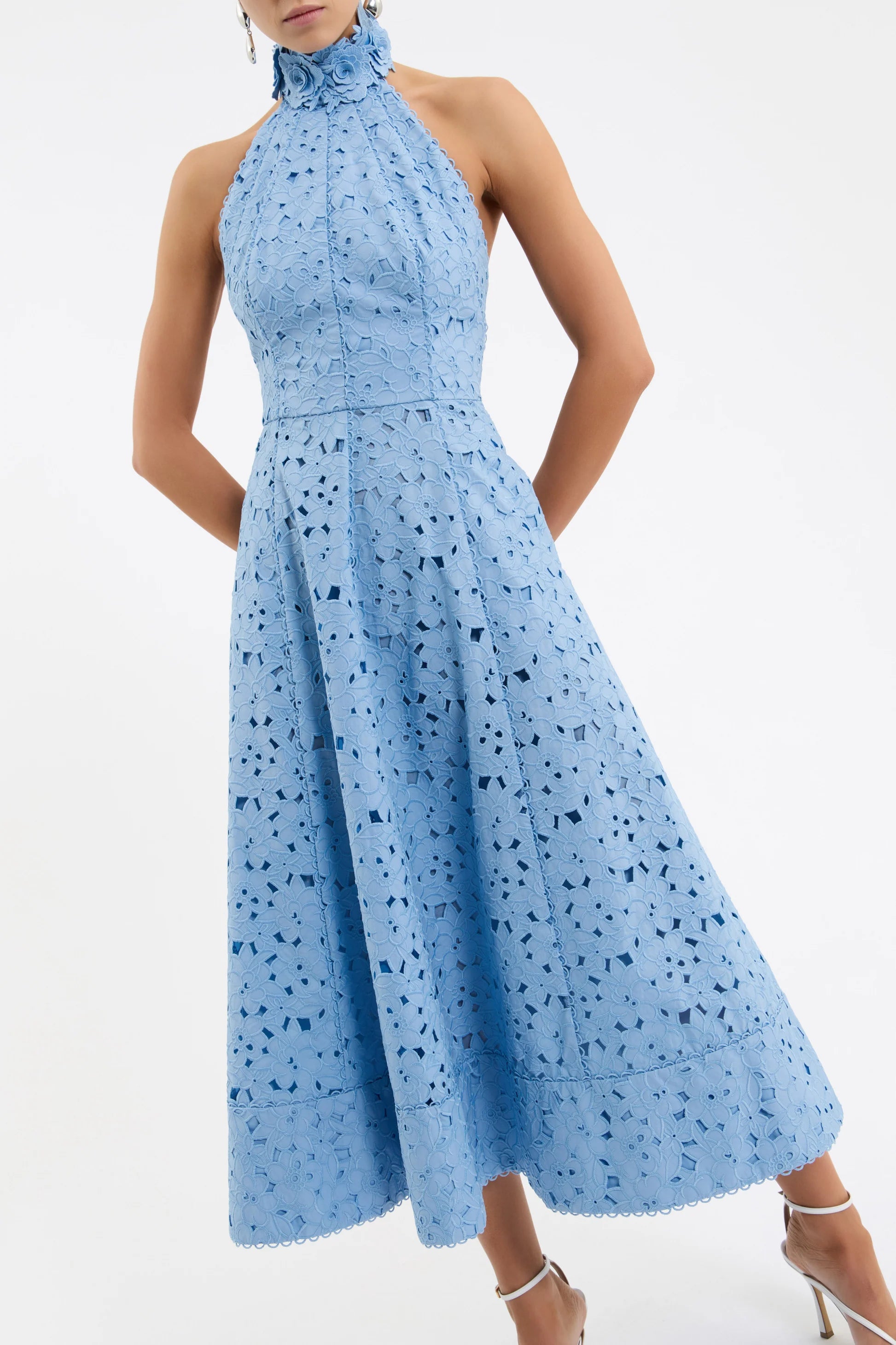 Re1796 Floral Halter Midi Dress