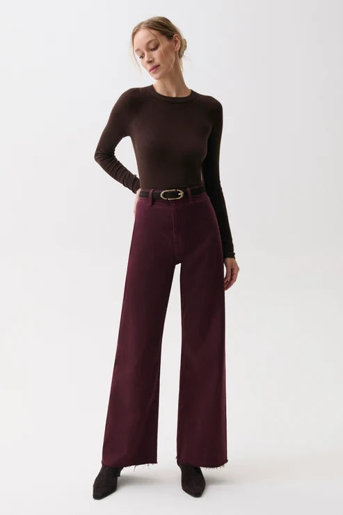 Pi16587 High Rise Wide Leg - Wine