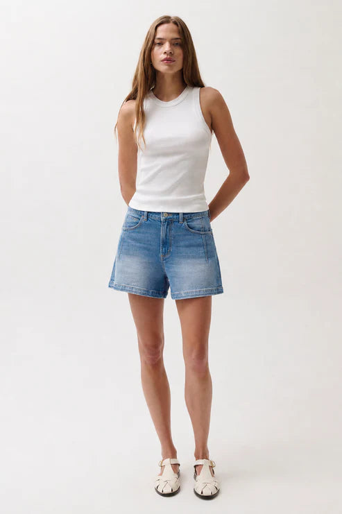 Pi24100 A-Line Denim Shorts