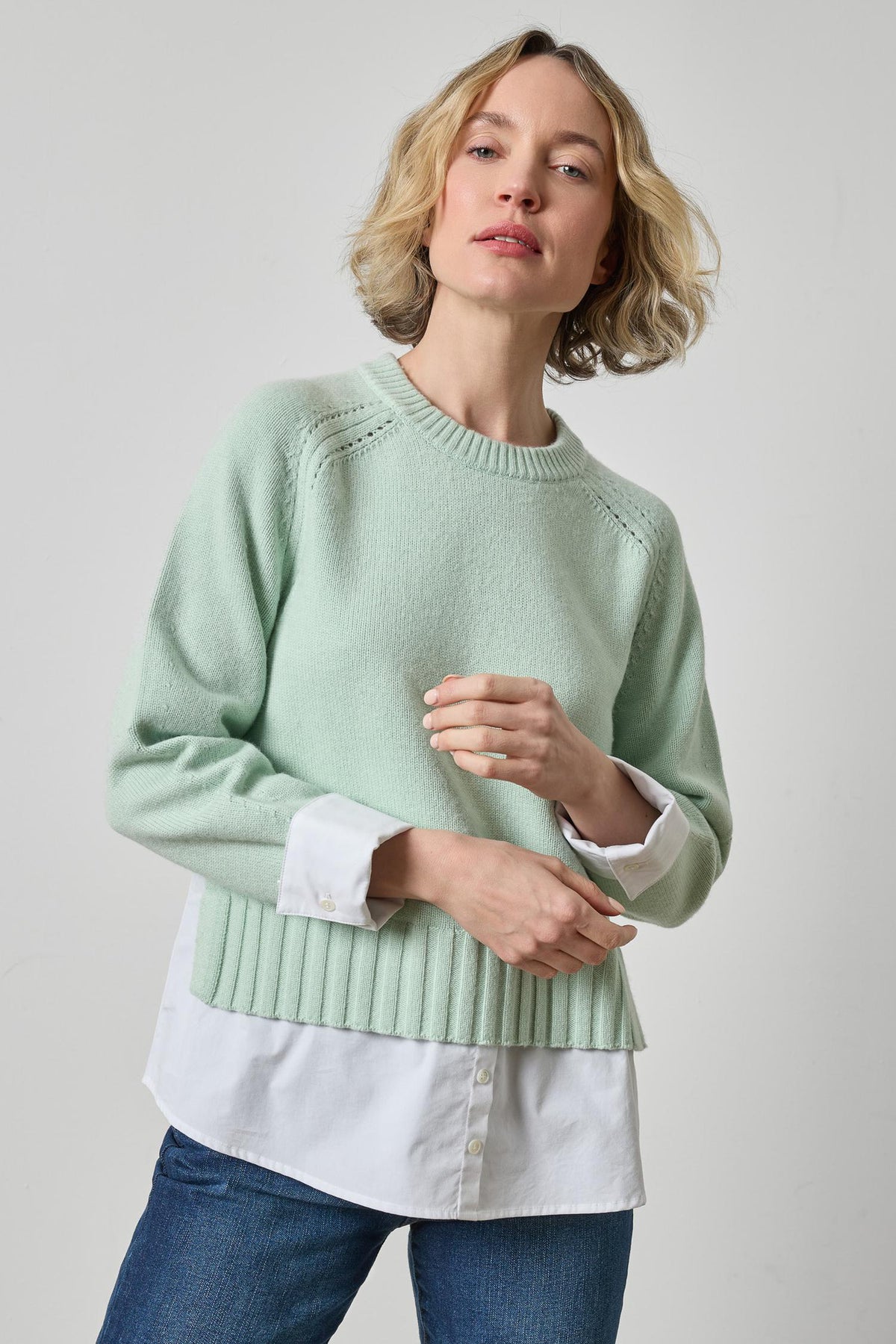 Lipa3596 Mint Layered Sweater