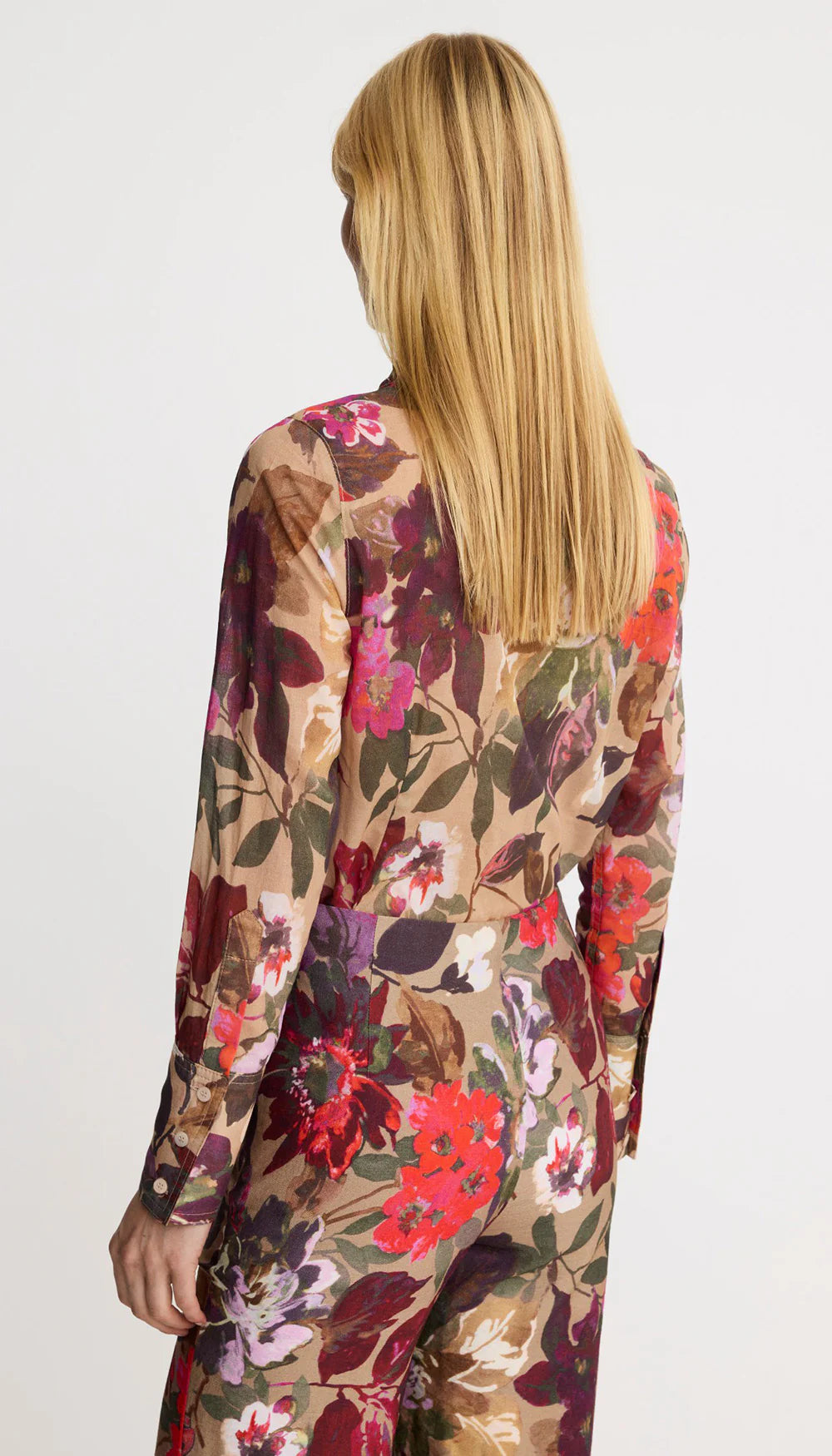 Sm26032 Brown Floral Point Collar Shirt