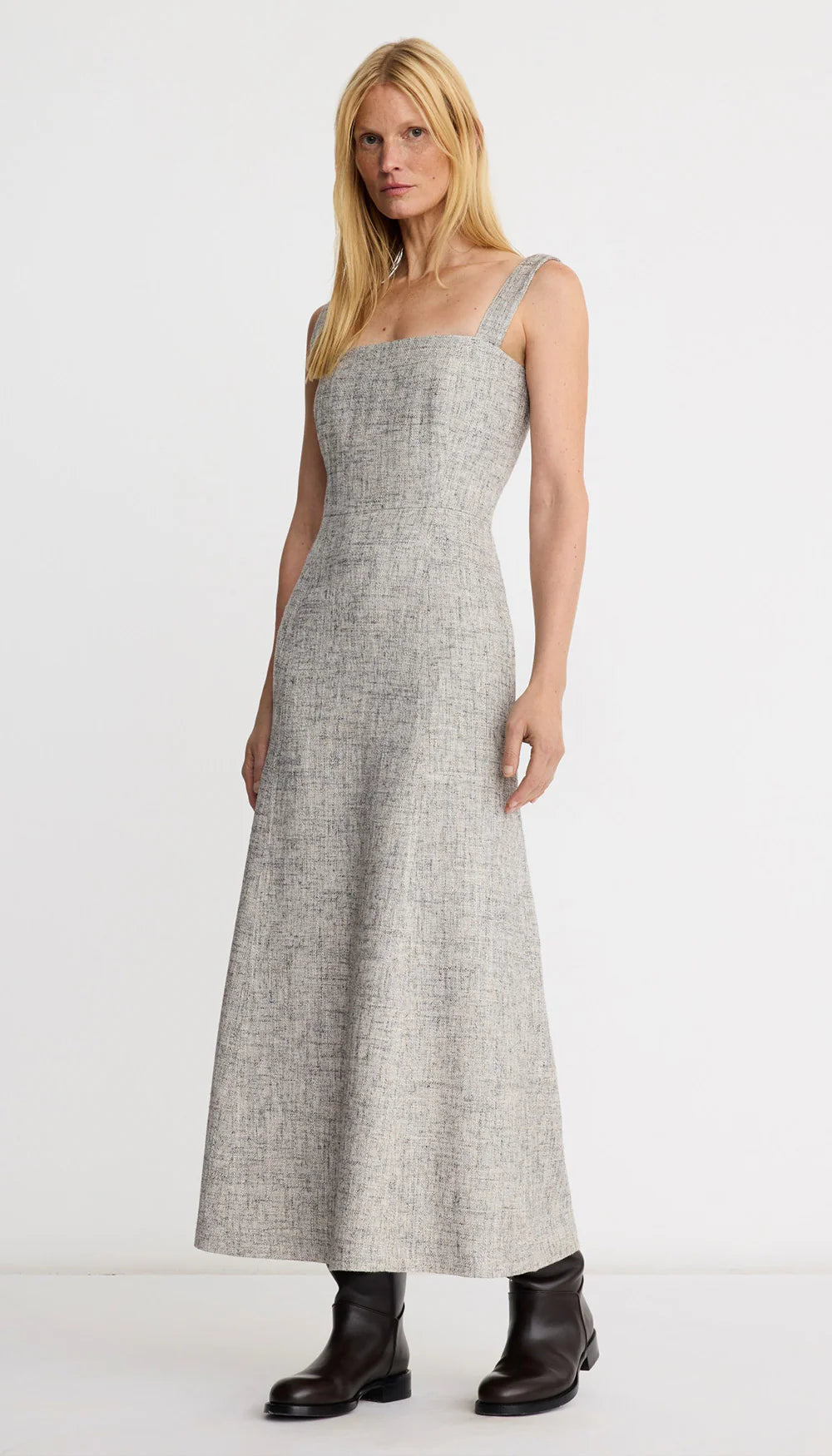 Sm26054 Tweed A-line Midi Dress