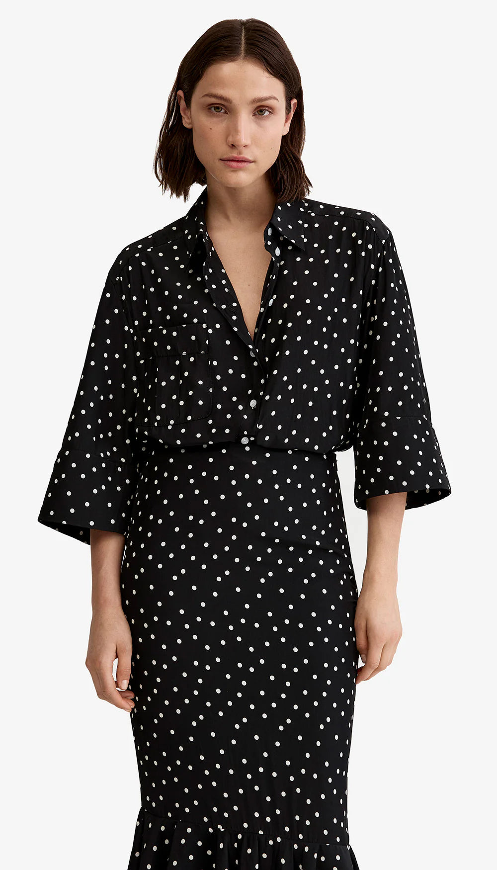 Sm26010 Polka Dot Midi Skirt