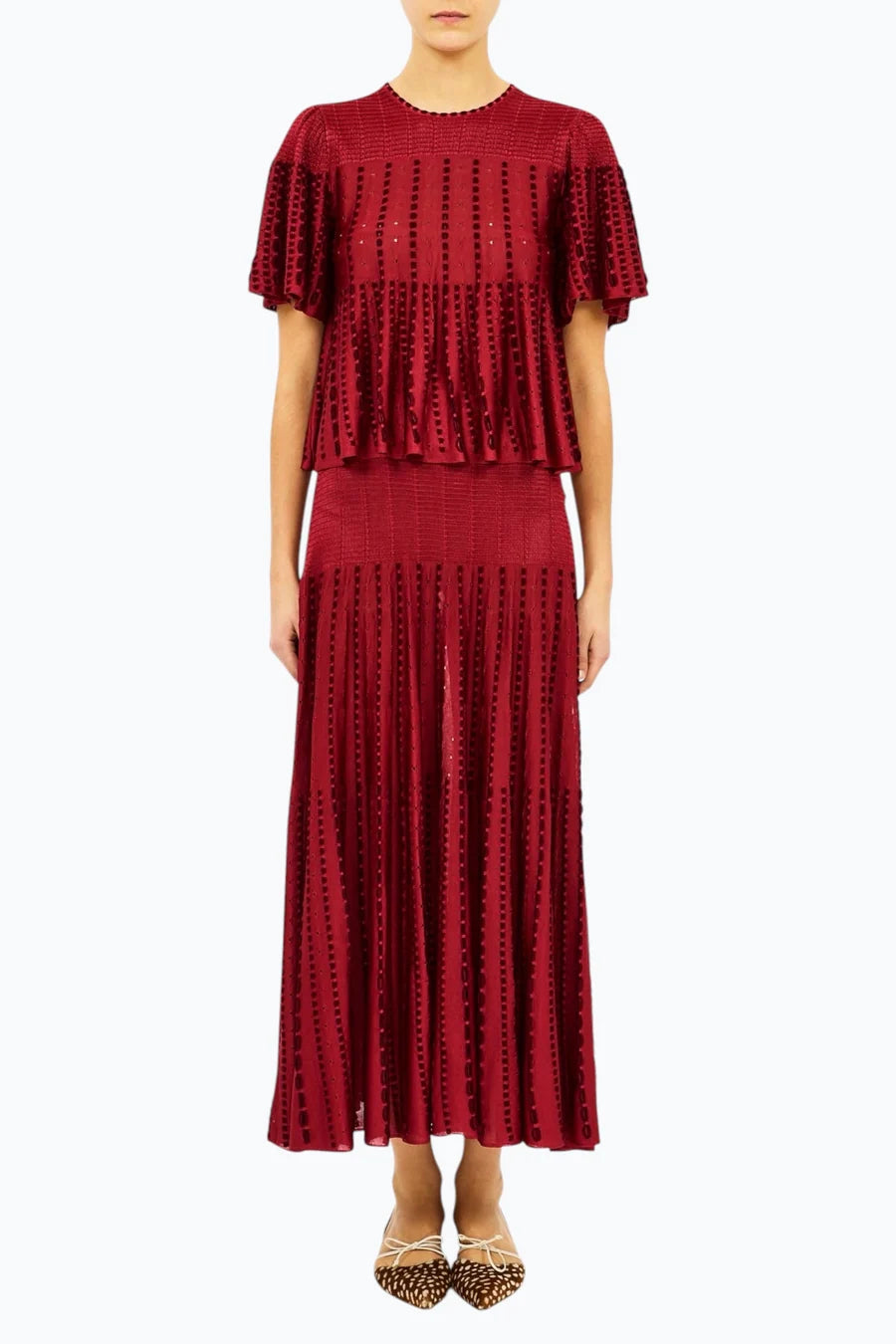 Ul0748 Garnet Knit Midi Skirt