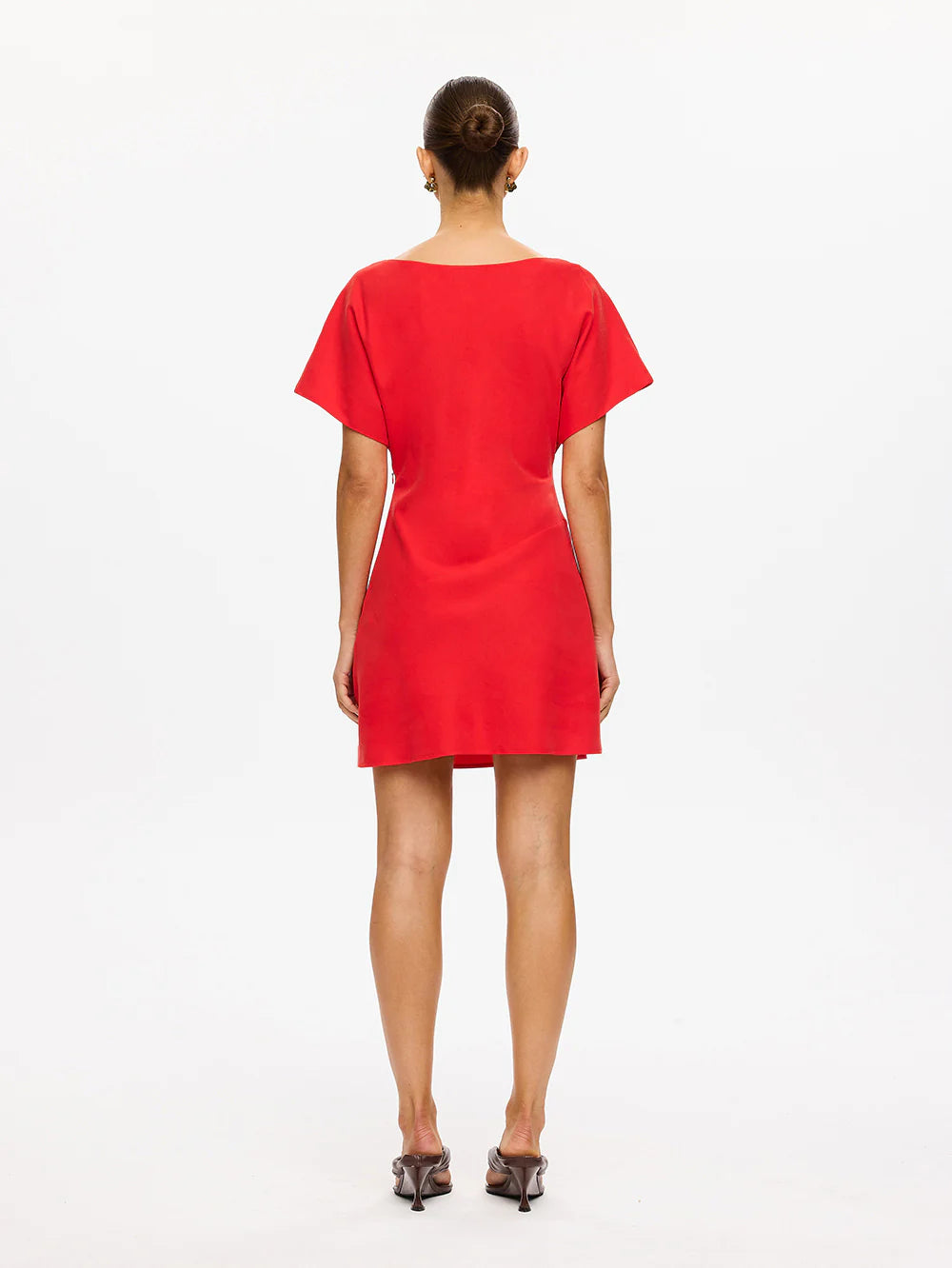 Kisd332 Red Boatneck Dress