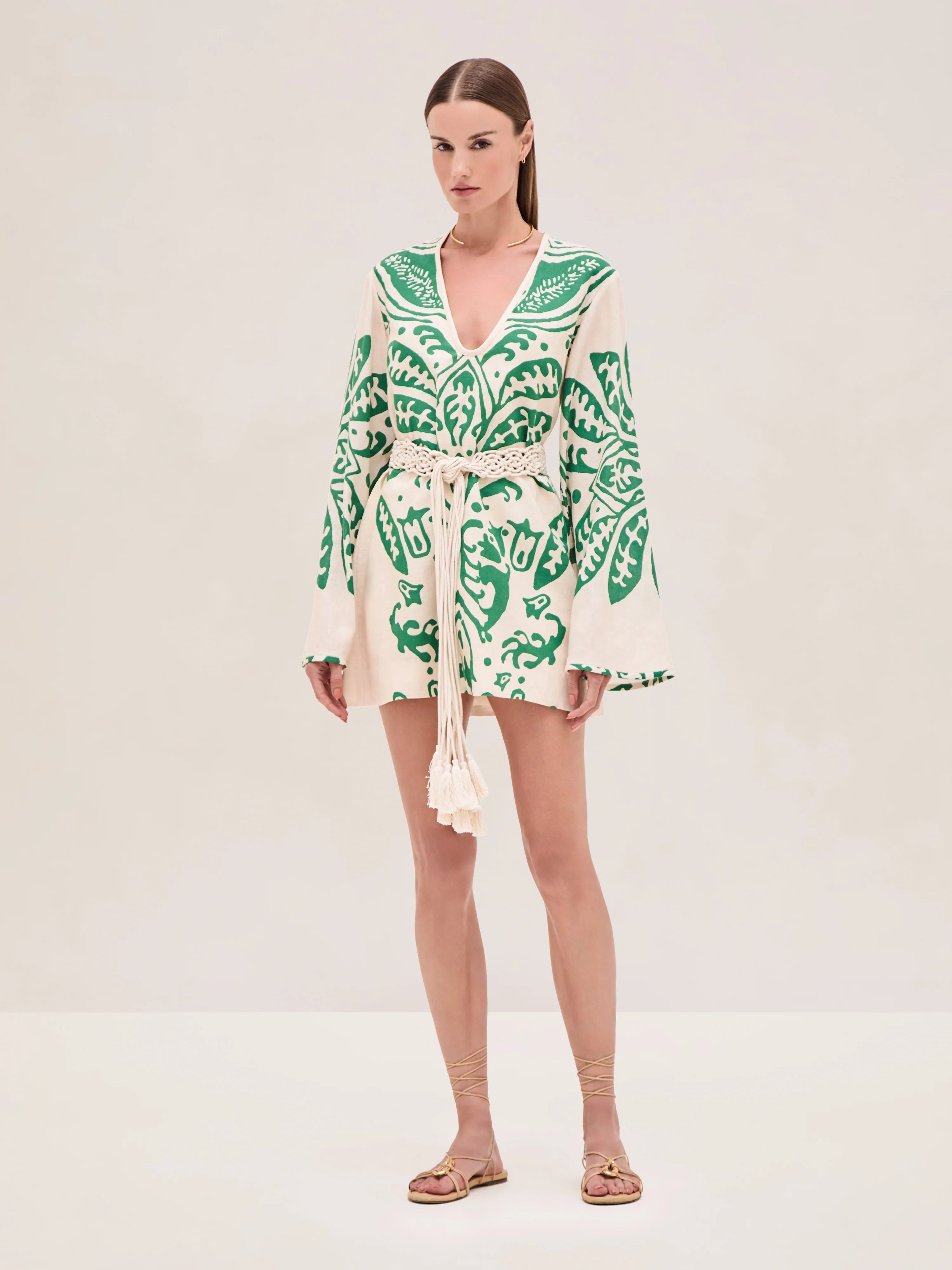Al0344 Alexis Noriko Dress - Emerald Palm