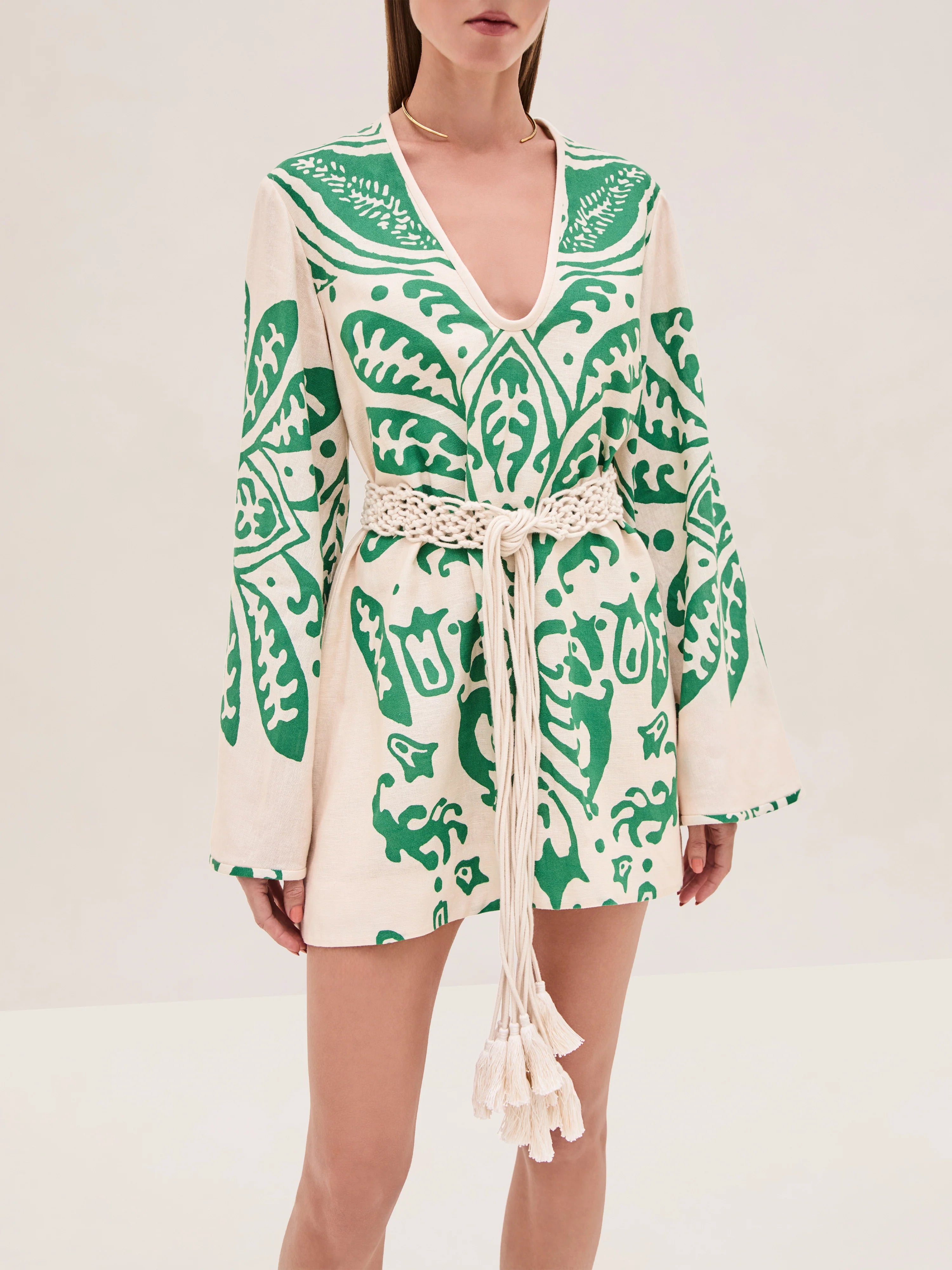 Al0344 Alexis Noriko Dress - Emerald Palm