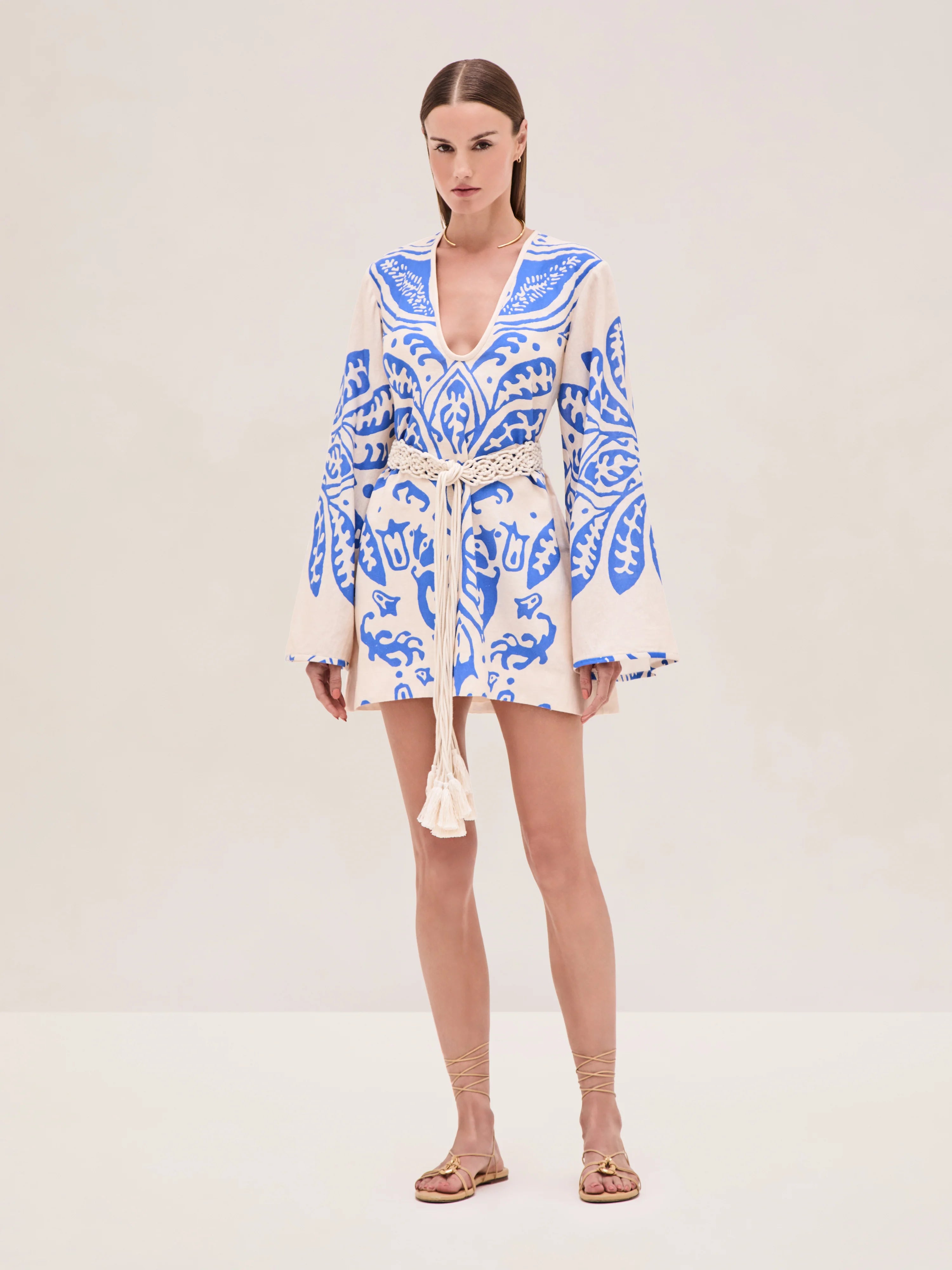 Al0344 Noriko Dress -Sapphire Palm