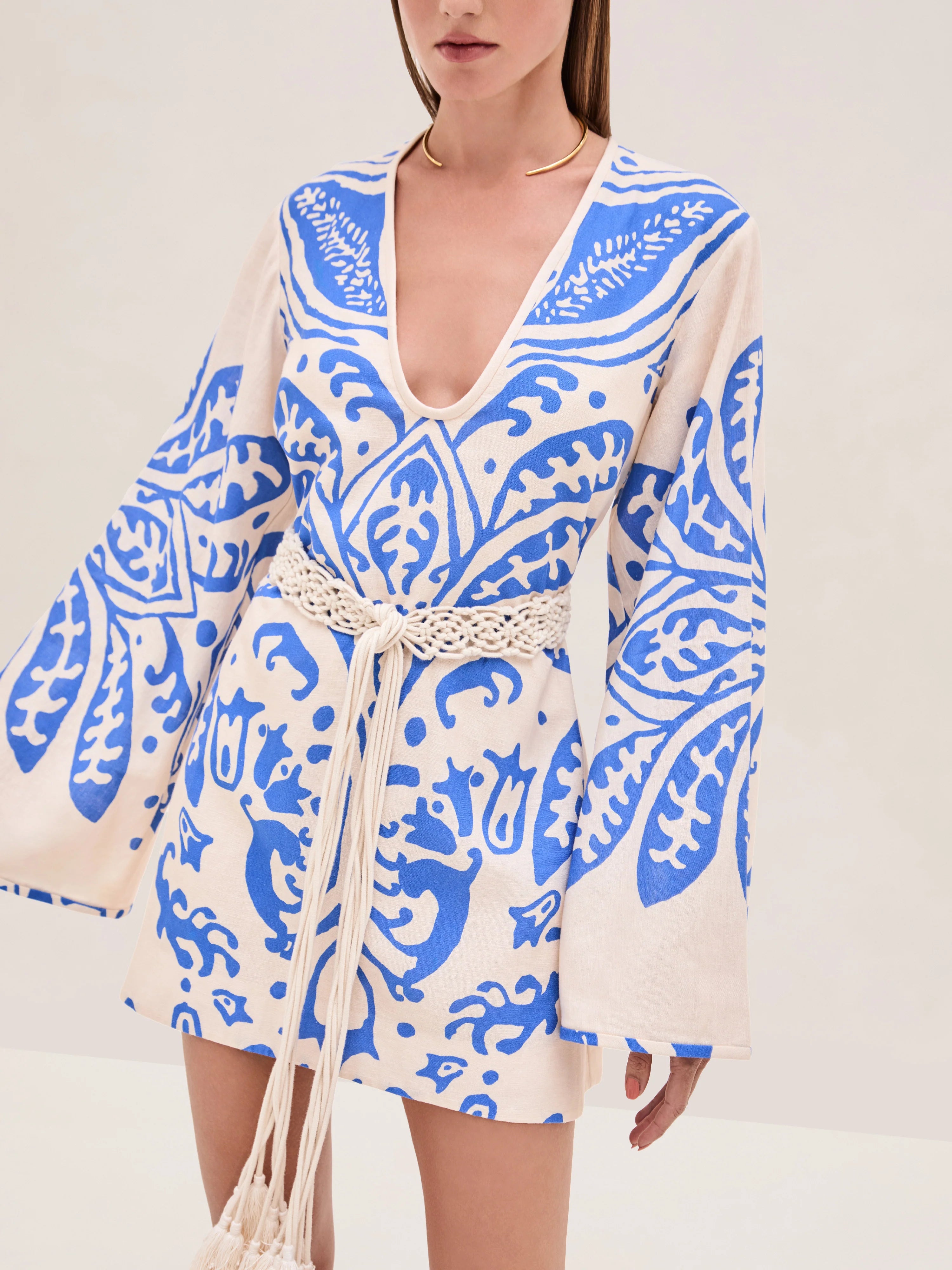 Al0344 Noriko Dress -Sapphire Palm