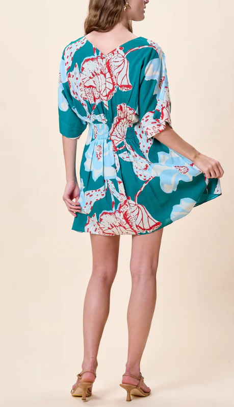 Cl2715 Floral Green Dress