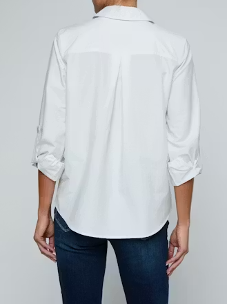 La40586 White Poplin Military Blouse