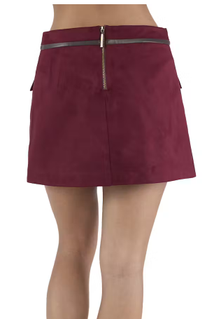 Raa6009 Cranberry Suede Mini Skirt