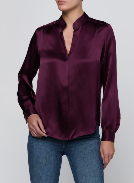 La4490 Plum Silk Blouse