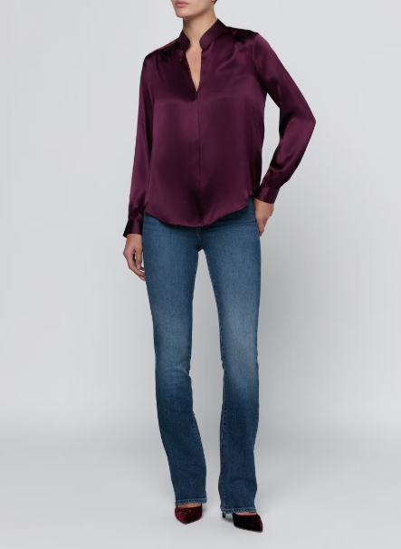 La4490 Plum Silk Blouse