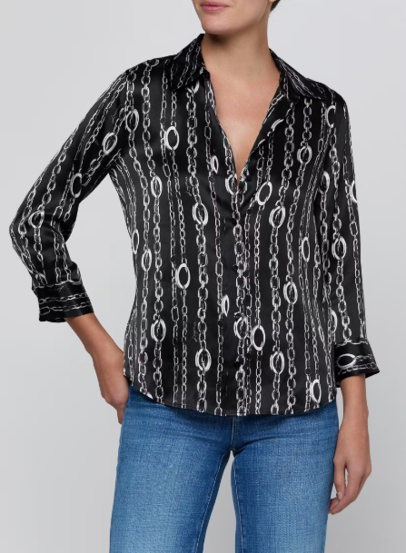 La40126 Chain Print Silk Blouse