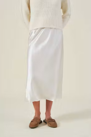 Vella Pearl Satin Midi Skirt