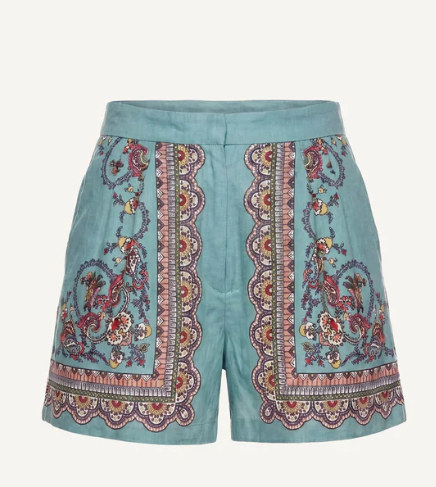 Cl40442 Teal Paisley Shorts