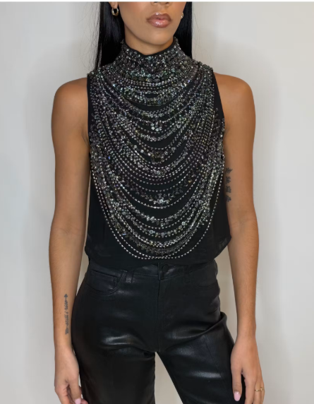 La40656 Draped Crystal Tank
