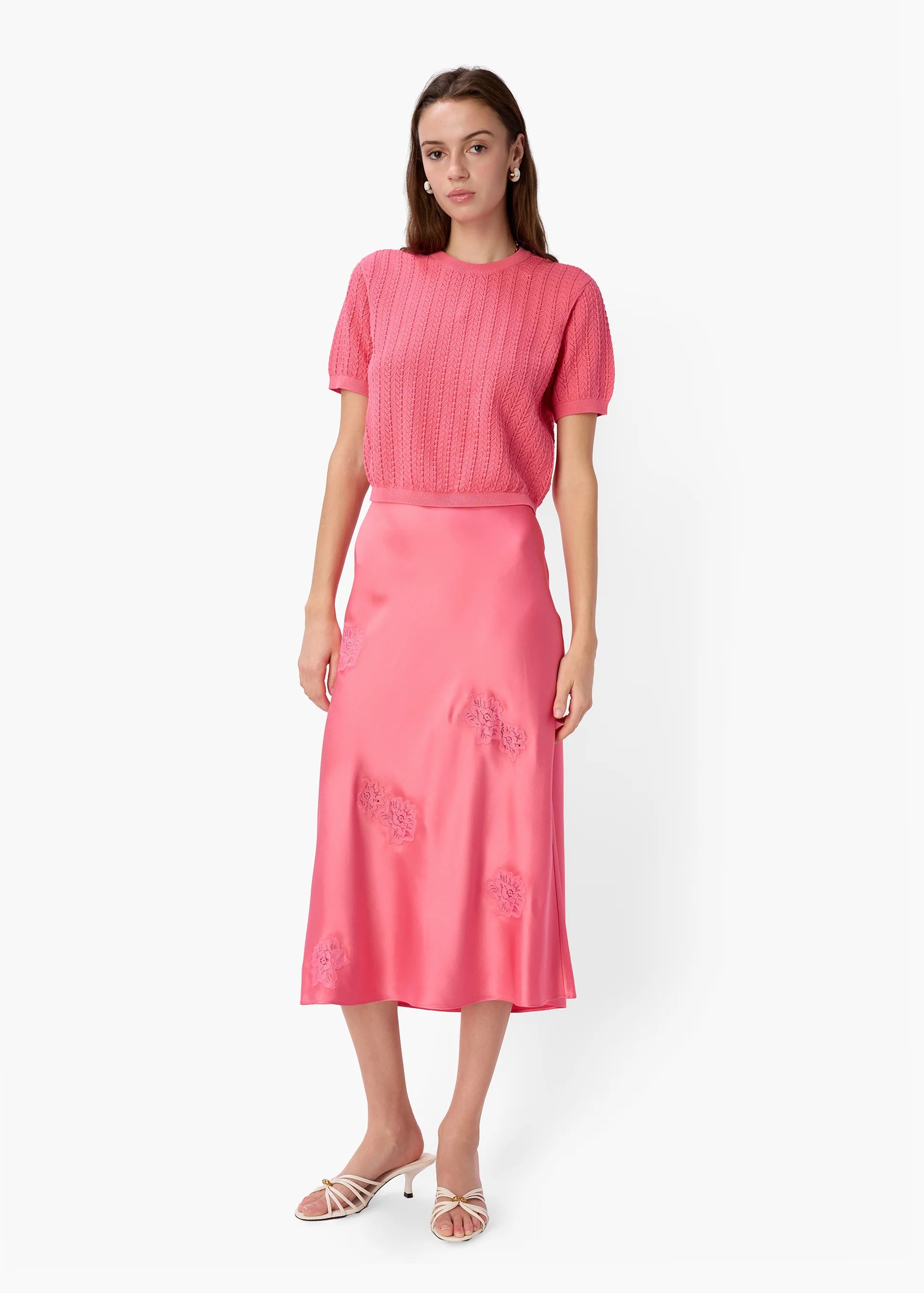 Cak07 Pink Midi Skirt