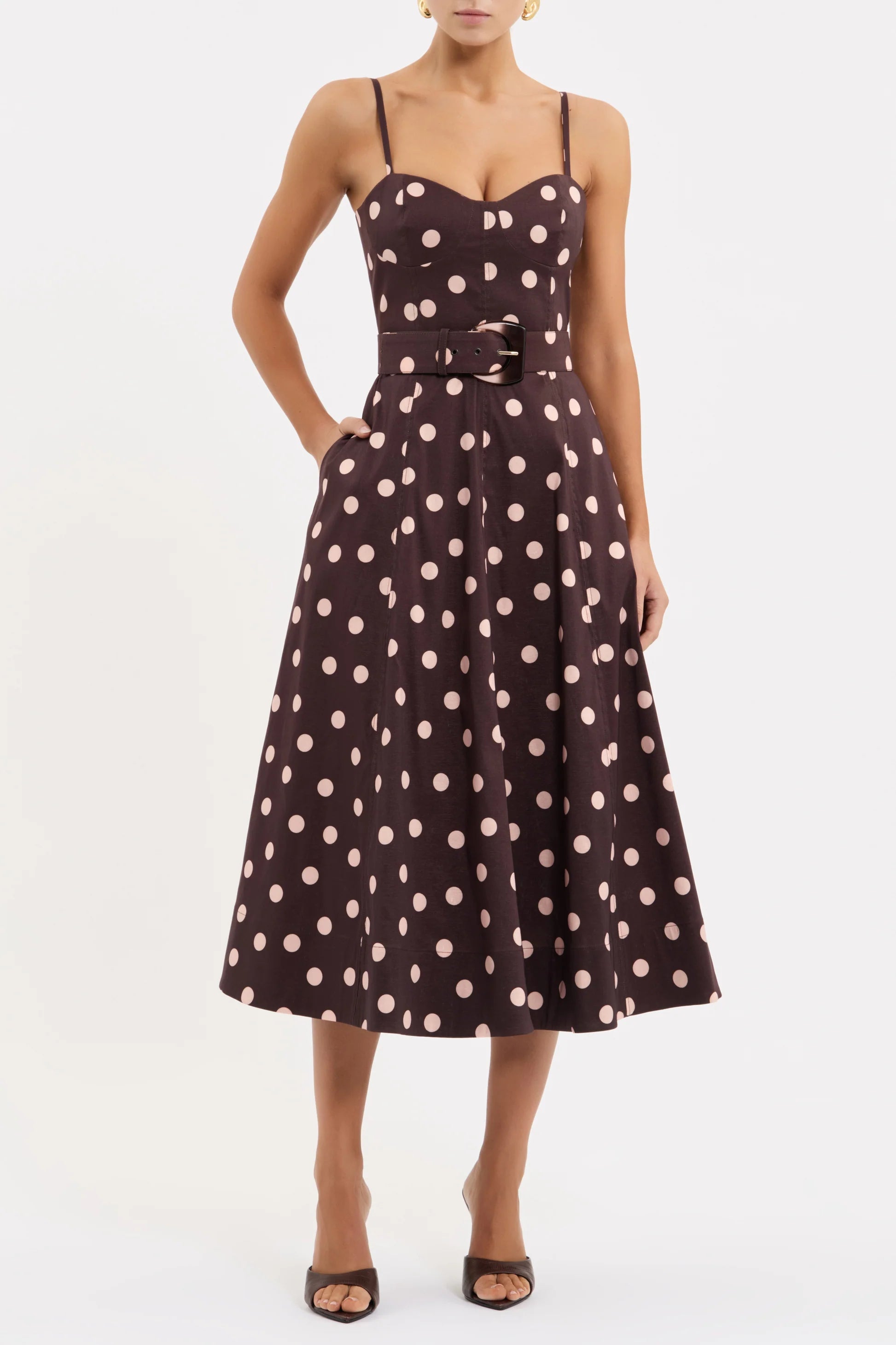 Re1712 Polka Dot Midi Dress