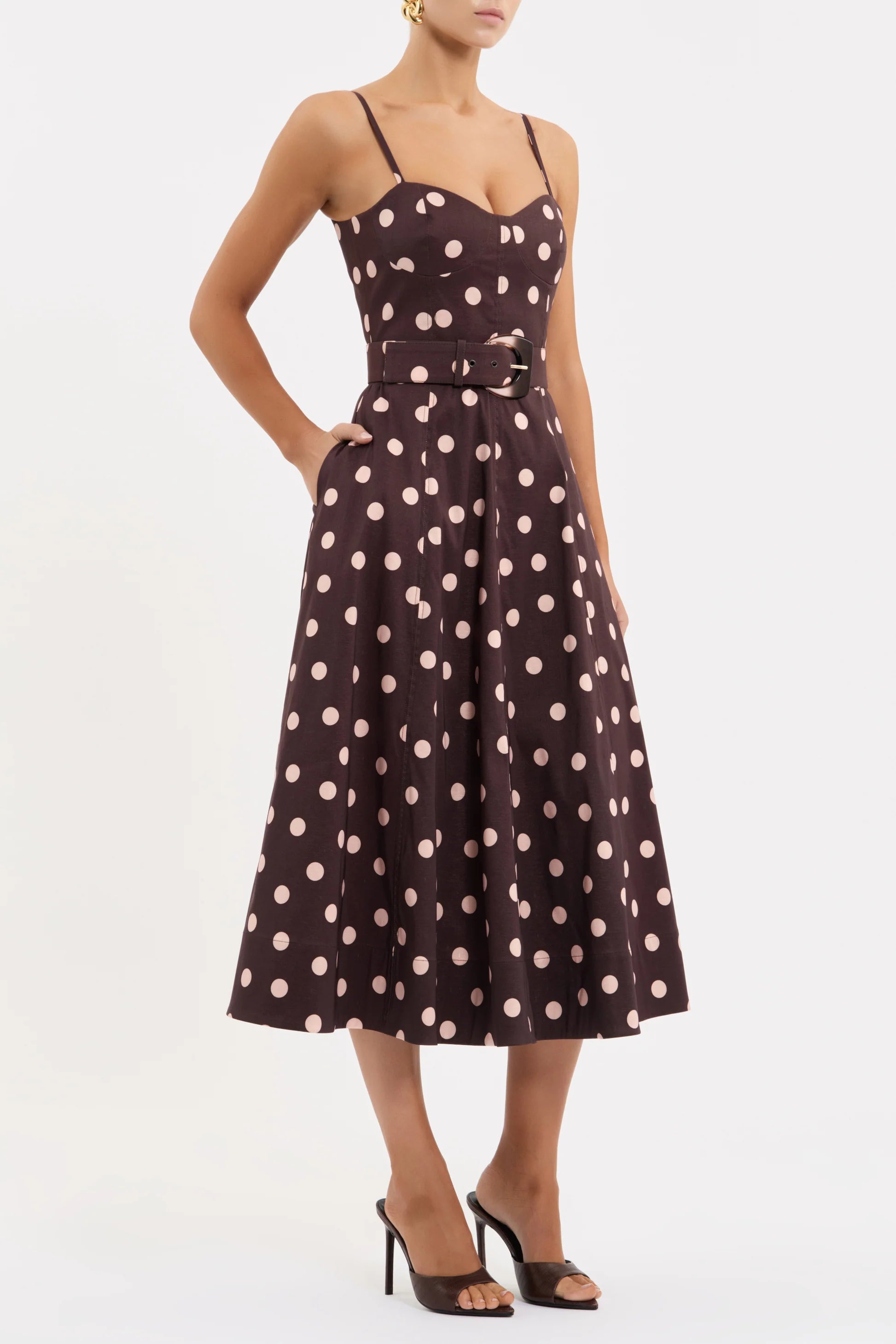 Re1712 Polka Dot Midi Dress