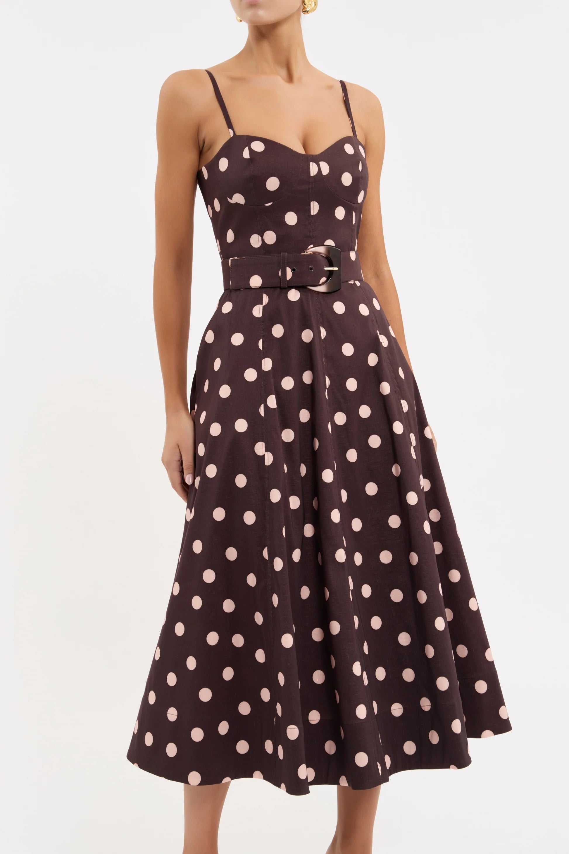 Re1712 Polka Dot Midi Dress