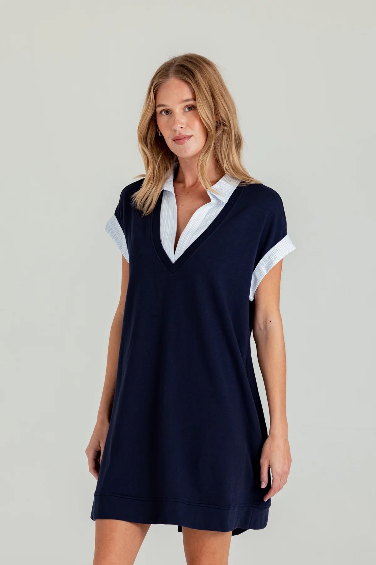Su074 Navy Layered Dress