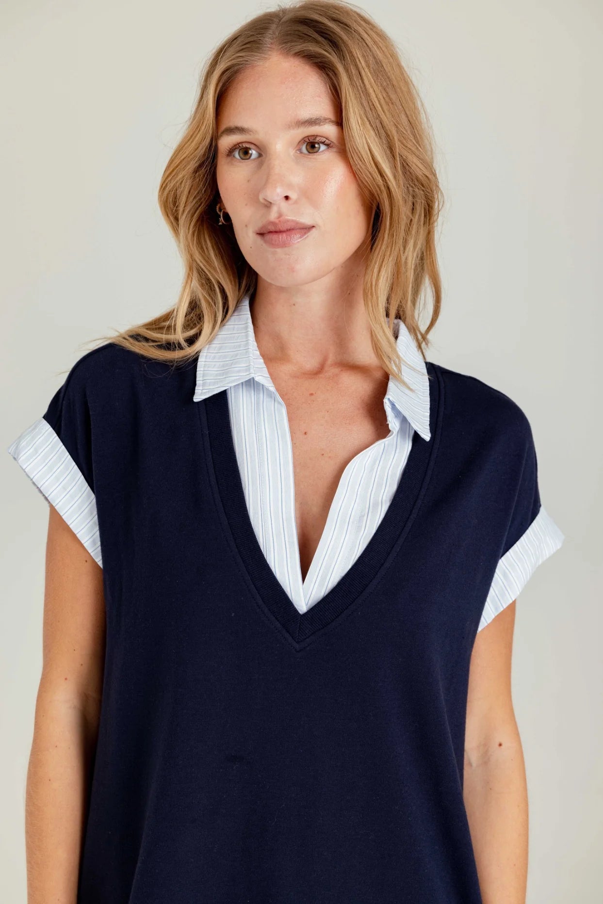 Su074 Navy Layered Dress