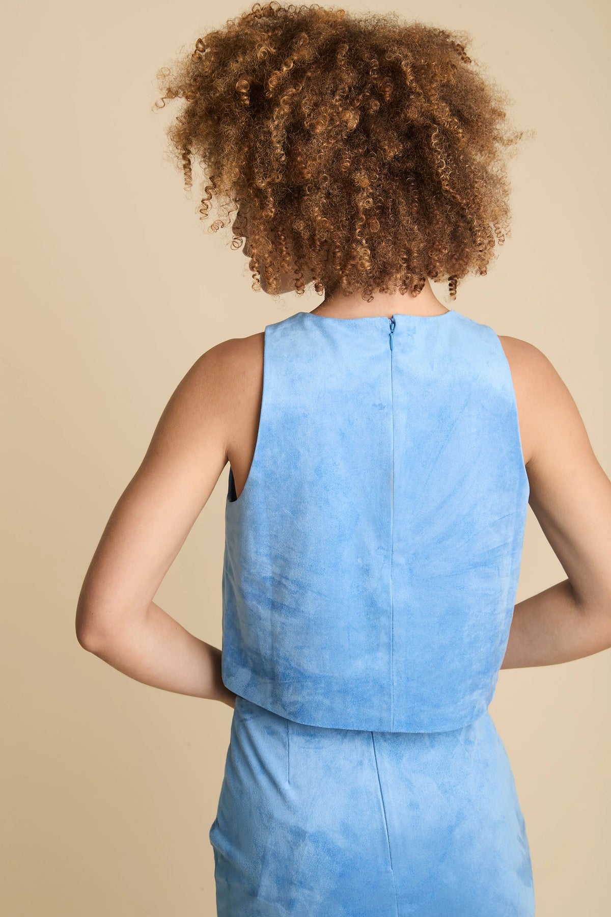 Su154 Blue Suede Sleeveless Top