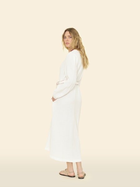 Xixg045 Embroidered Gauze Midi Dress