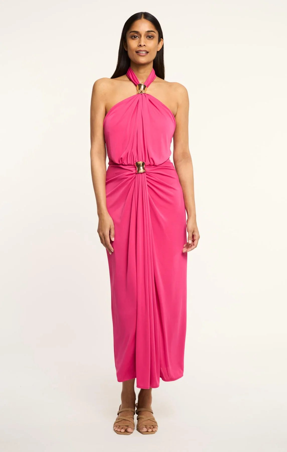 Ci34342 Pink Halter Dress
