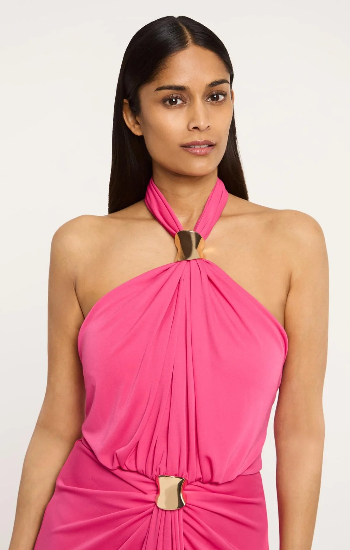 Ci34342 Pink Halter Dress