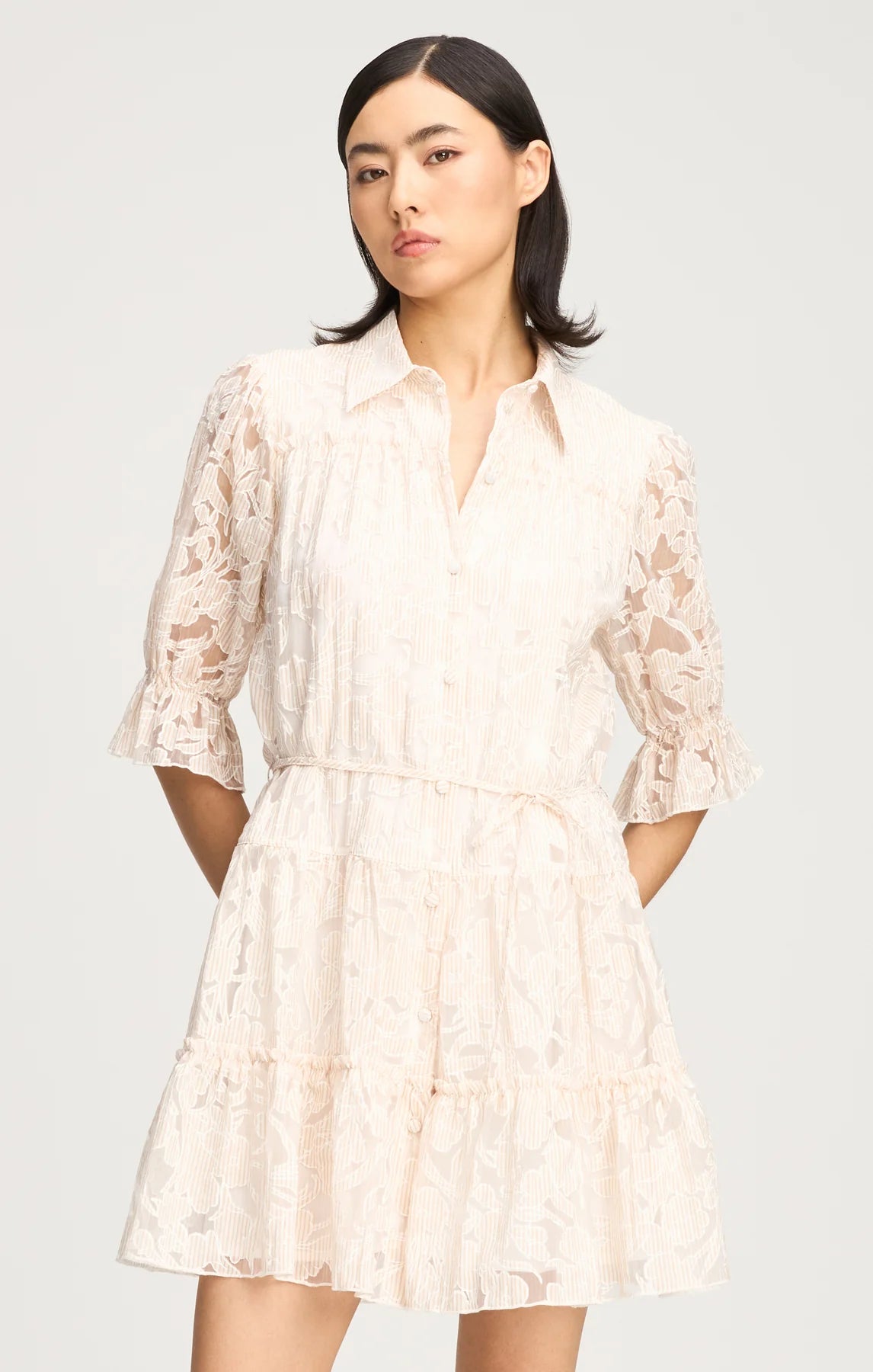 Ci44111 Cream Lace Dress