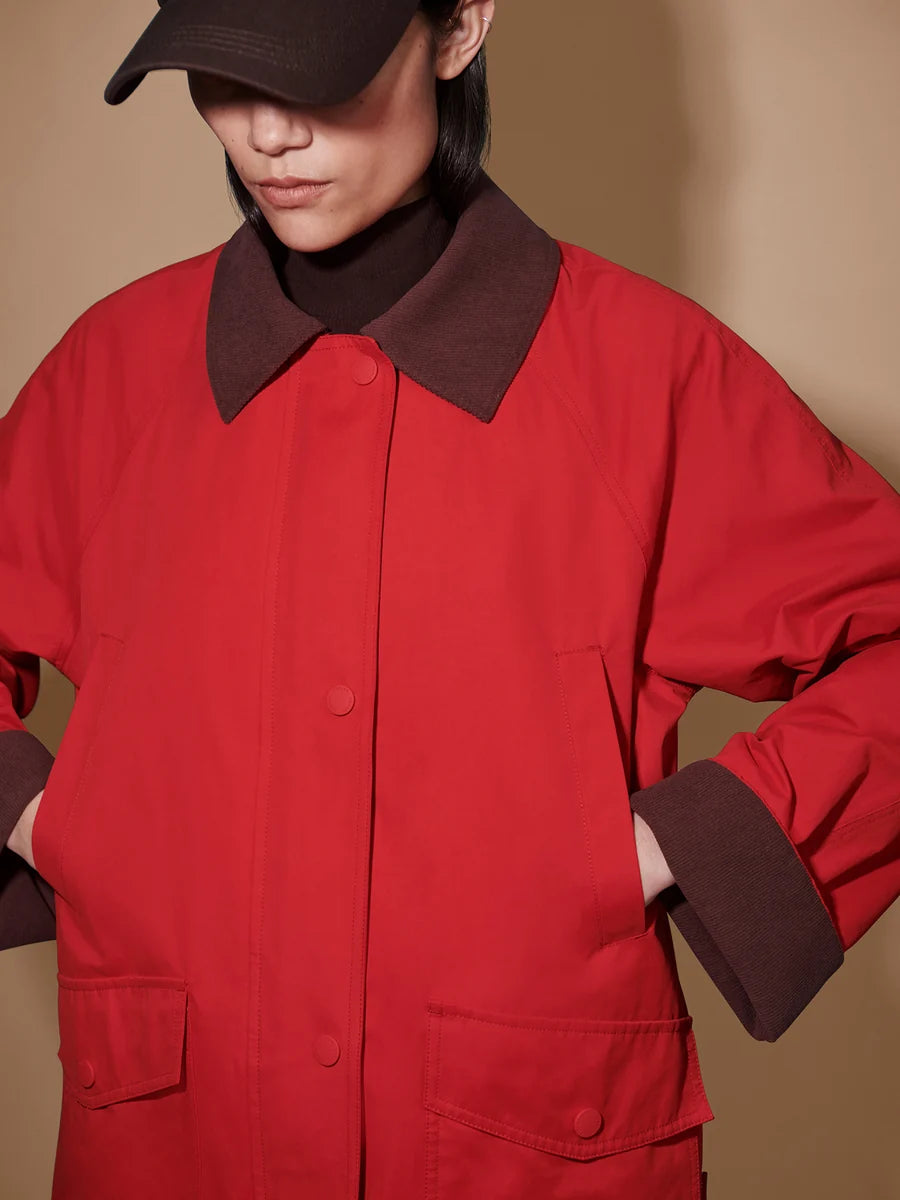 Va03348 Washed Red Mid Length Jacket