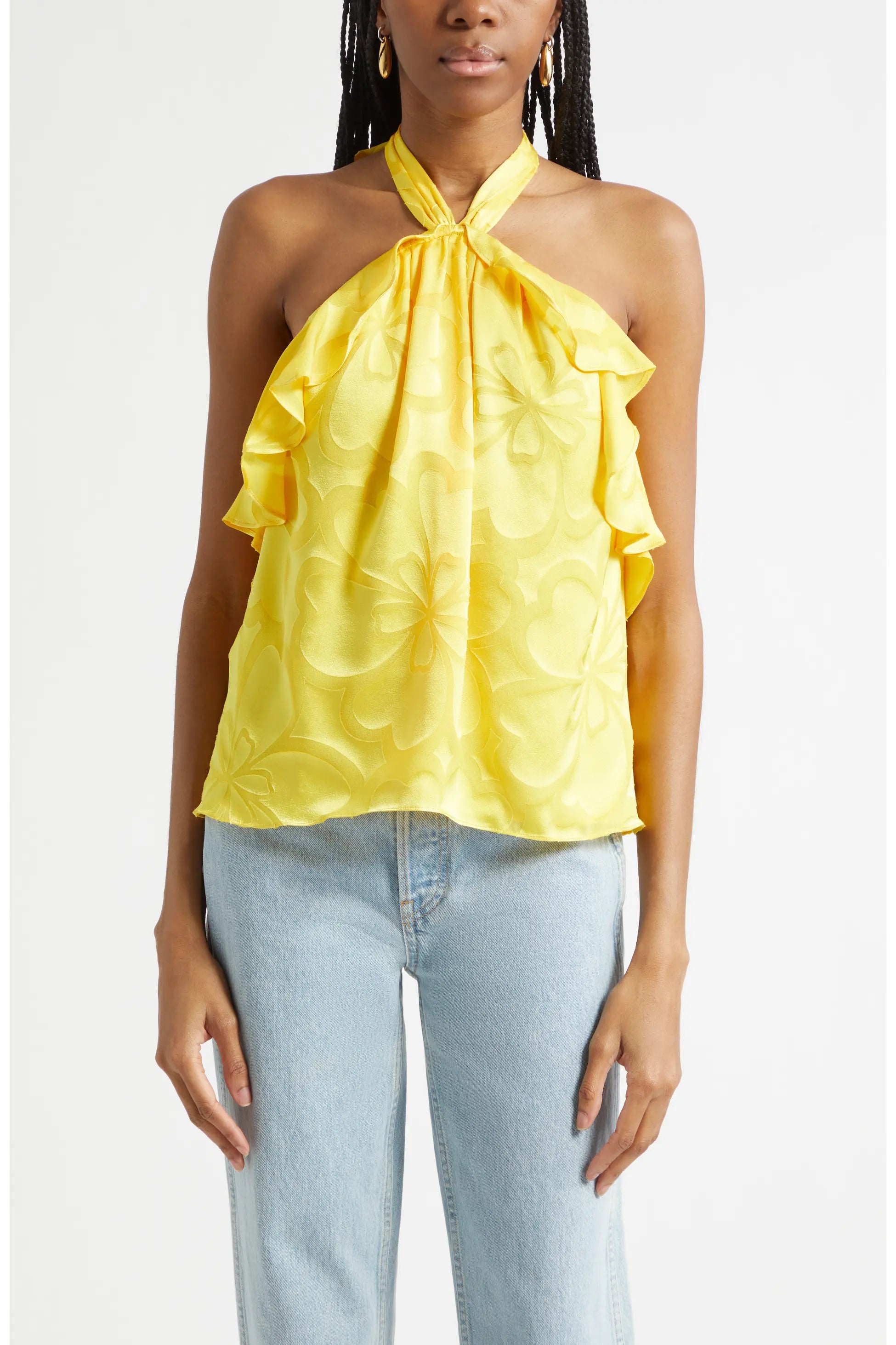Ra1013 Yellow Halter Top