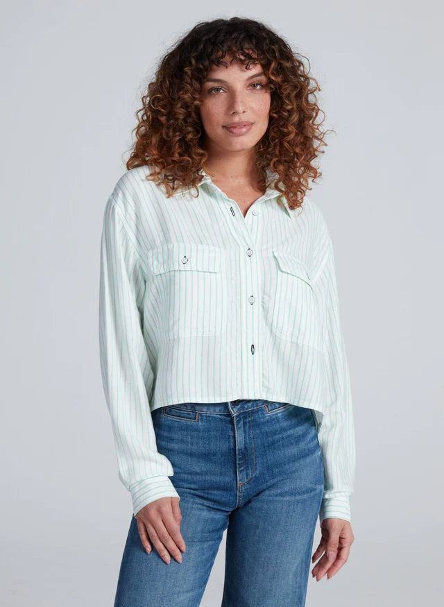 Asw1a13 Green Stripe Button Down
