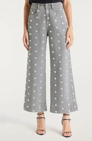 Ci10477 Studded Flare Ankle Jean