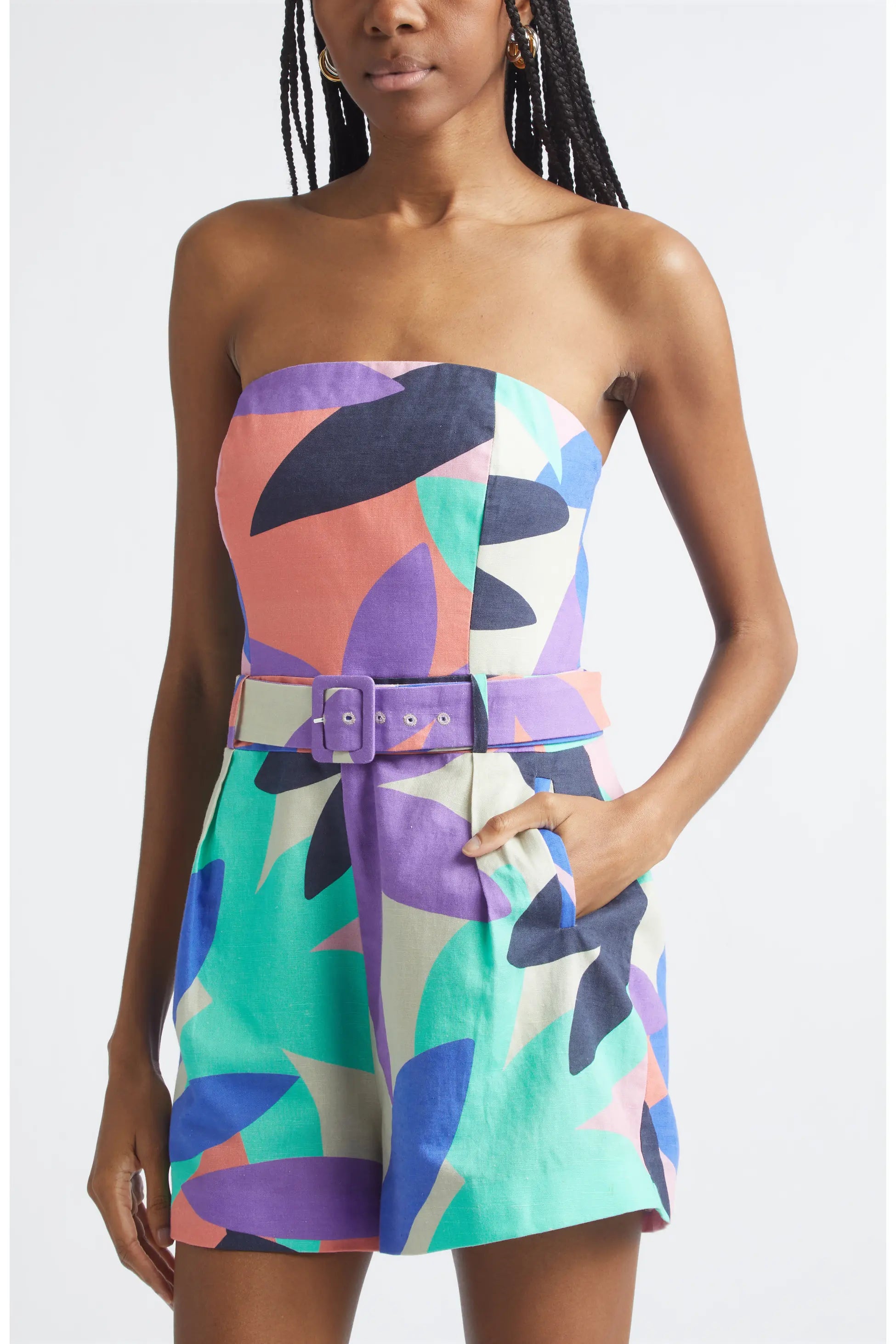 Ra5021 Abstract Printed Romper