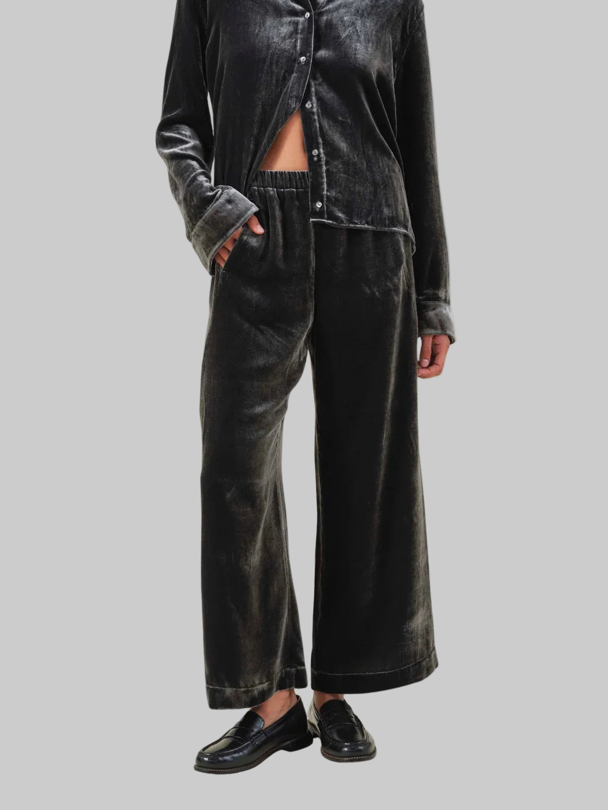 Velolana Grey Velvet Pants